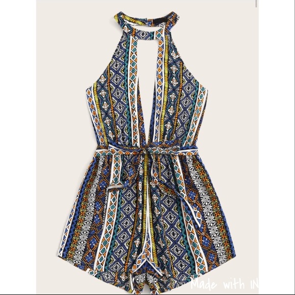1 Day Sale❗️✨Tribal  Halter neck open back Romper - Picture 4 of 8